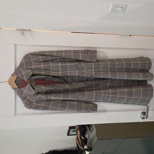 Rare Aquascutum Vintage Wool Plaid Trench Coat Size XS